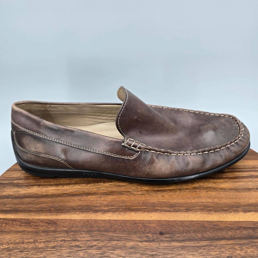 Ecco Shoes Mens 12 46 Brown Leather Slip On Classic Moc 2.0 Driving Loafers
